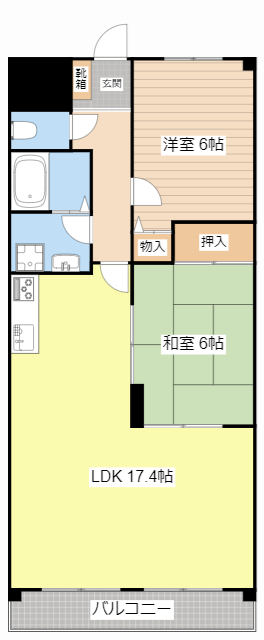 野洲市市三宅のマンションの間取り