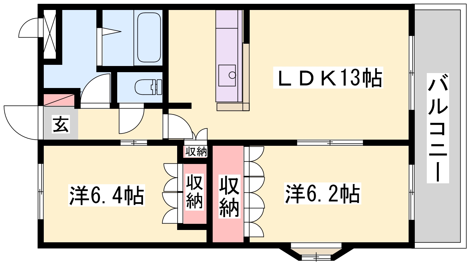 姫路市飾磨区中島のマンションの間取り