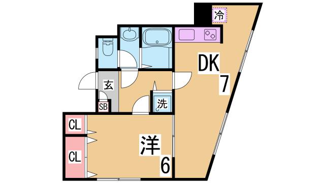 神戸市北区鈴蘭台北町のマンションの間取り