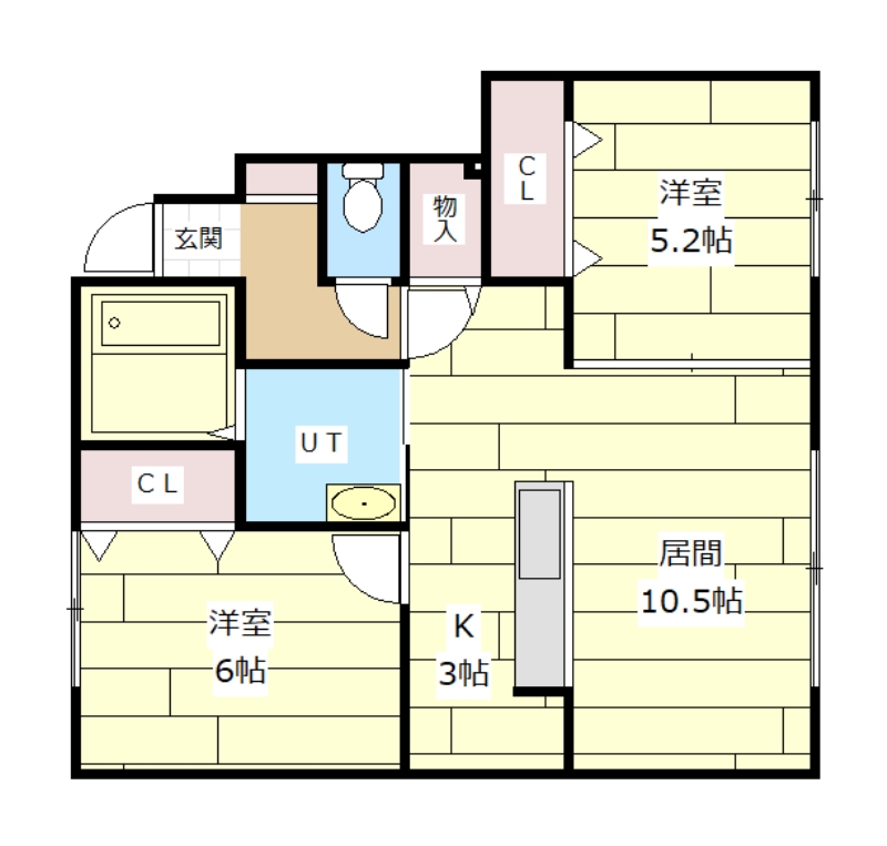 岩見沢市五条東のアパートの間取り
