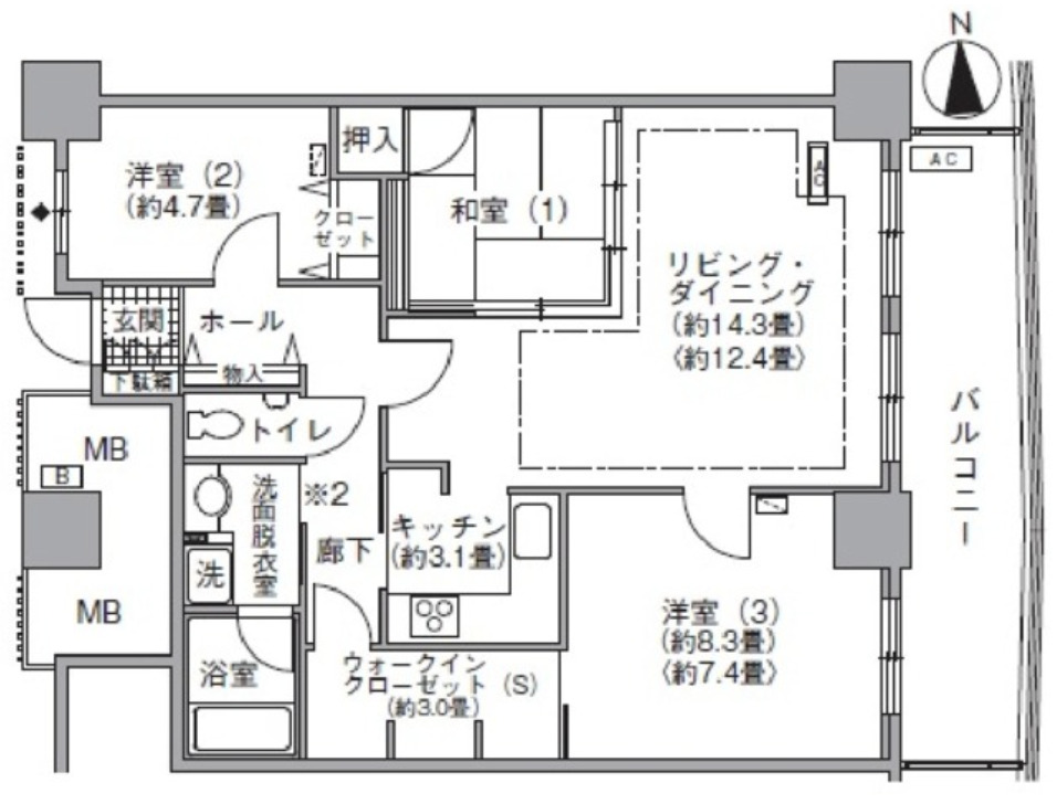 港区海岸のマンションの間取り