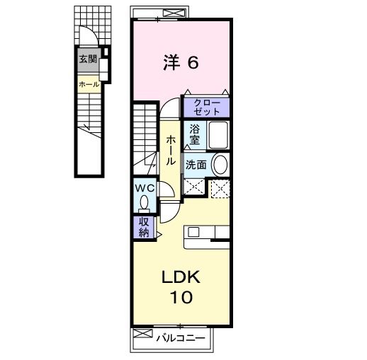 北九州市小倉南区朽網西のアパートの間取り