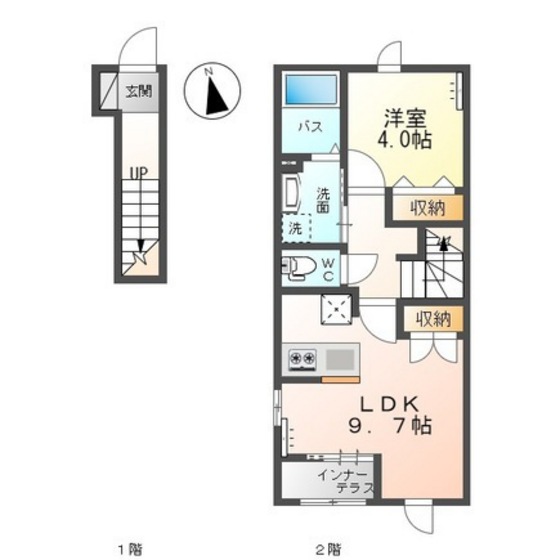 郡山市安積町日出山のアパートの間取り