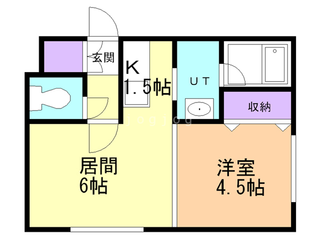 【札幌市手稲区富丘一条のアパートの間取り】