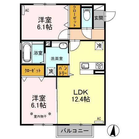 宇都宮市豊郷台のアパートの間取り