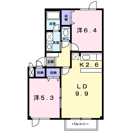 恵庭市住吉町のアパートの間取り