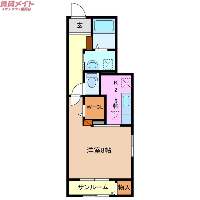 員弁郡東員町大字山田のアパートの間取り