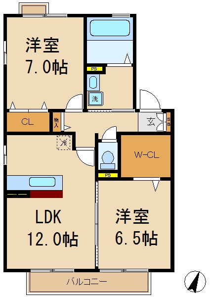 松戸市南花島のアパートの間取り