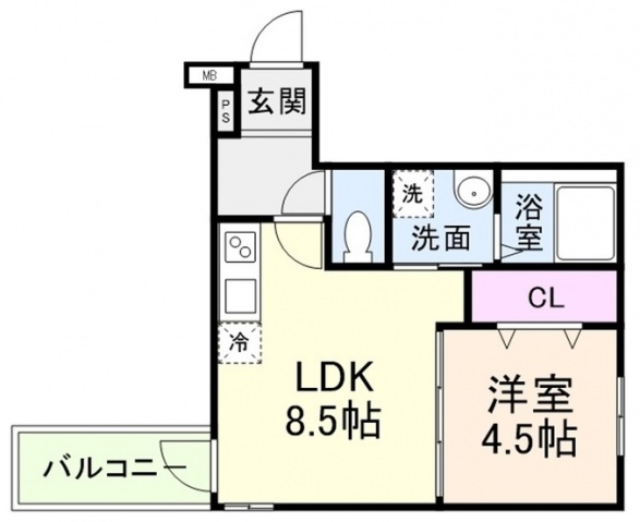 大阪市東住吉区中野のアパートの間取り