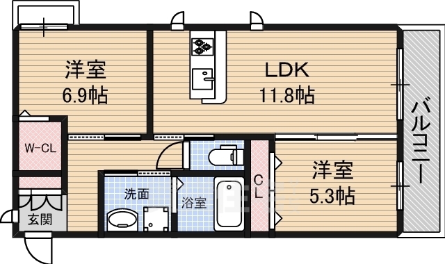 堺市西区上野芝町のマンションの間取り