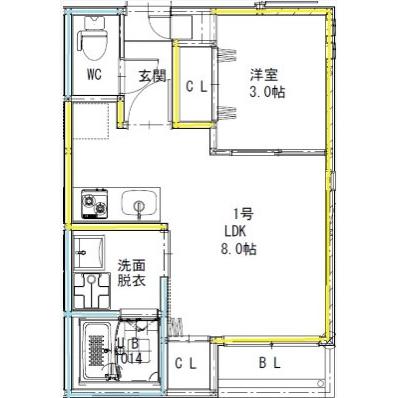 熊本市中央区坪井のアパートの間取り