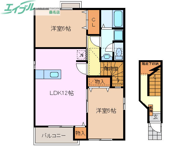 桑名市霞町のアパートの間取り