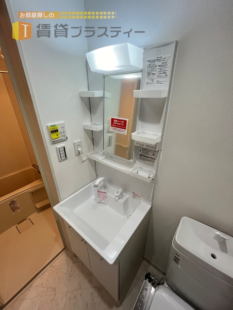 洗面設備　大きな洗面ボウルの洗面台。