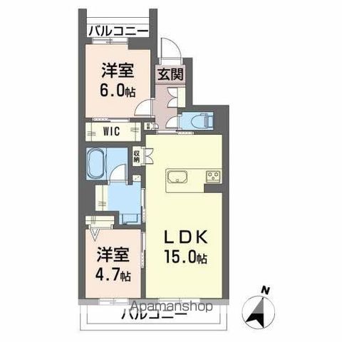 熊本市電健軍線 健軍校前駅 徒歩5分 3階建 築2年の間取り写真