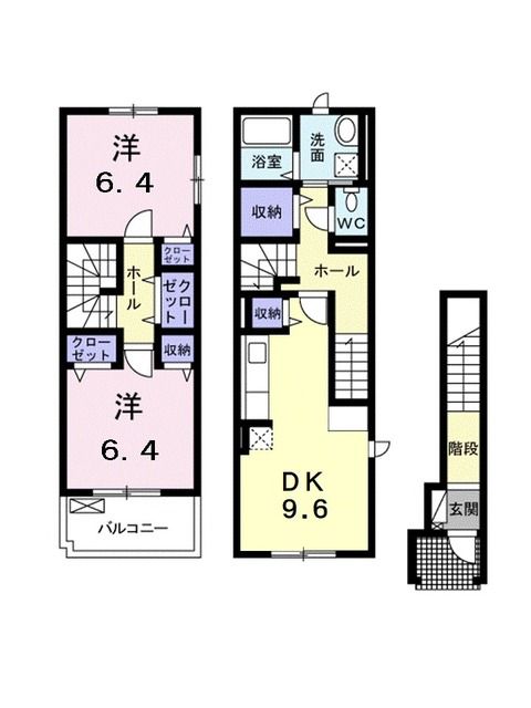 松山市水泥町のアパートの間取り