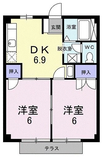 塩竈市一森山のアパートの間取り