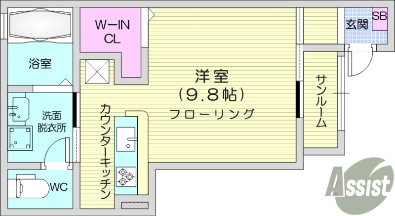 仙台市太白区四郎丸のアパートの間取り