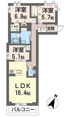 さいたま市緑区大字中野田のマンションの間取り