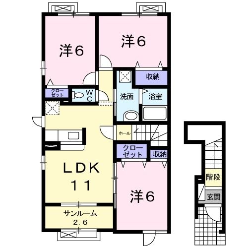 金沢市若松町のアパートの間取り