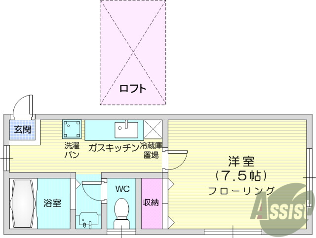 仙台市若林区伊在のアパートの間取り