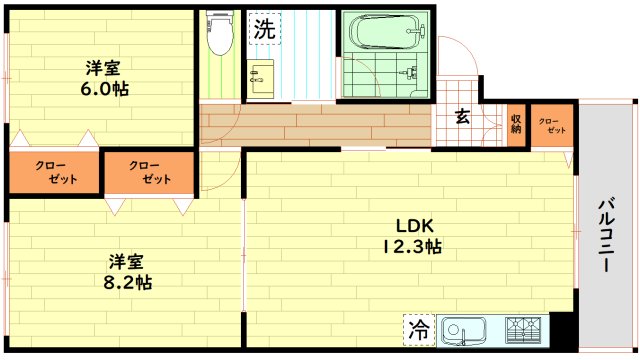 大阪市浪速区浪速西のアパートの間取り