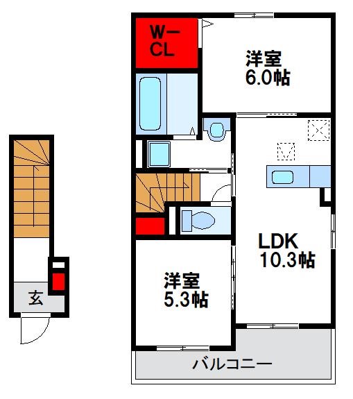 【福津市西福間のアパートの間取り】