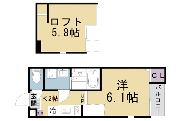 京都市山科区音羽山等地のアパートの間取り