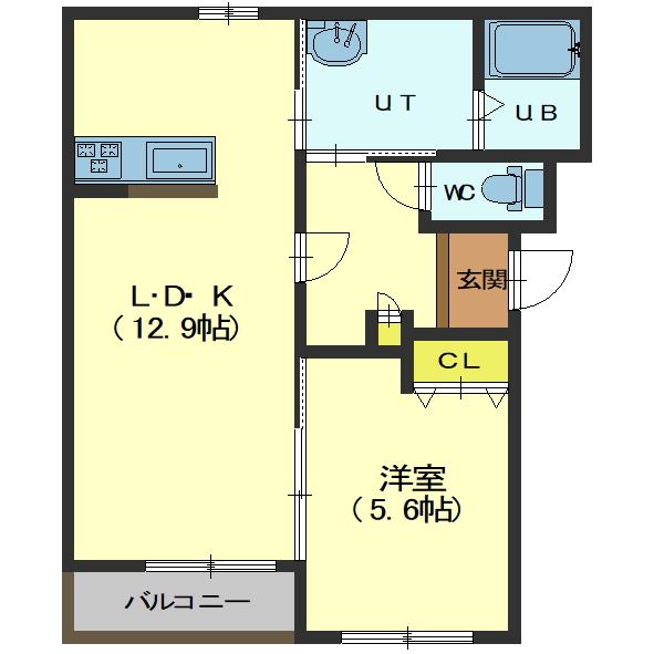 【函館市大川町のマンションの間取り】