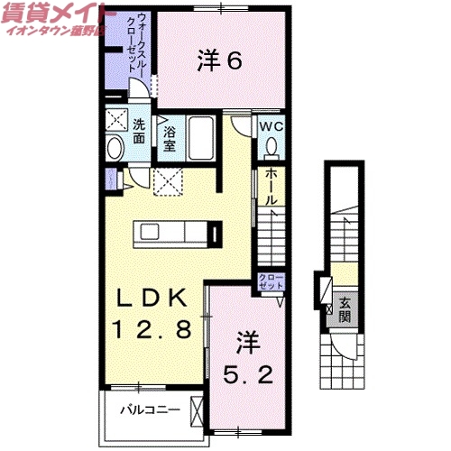 員弁郡東員町大字六把野新田のアパートの間取り