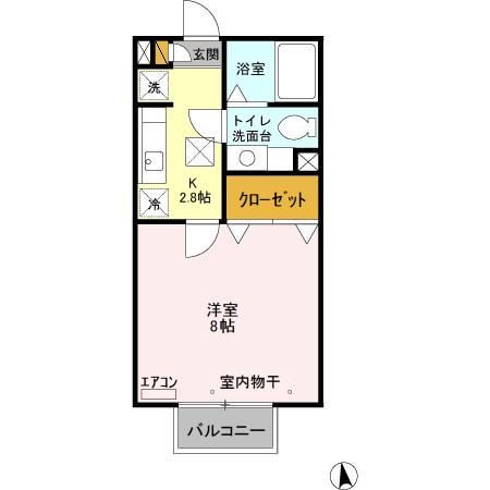 千葉市若葉区千城台東のアパートの間取り