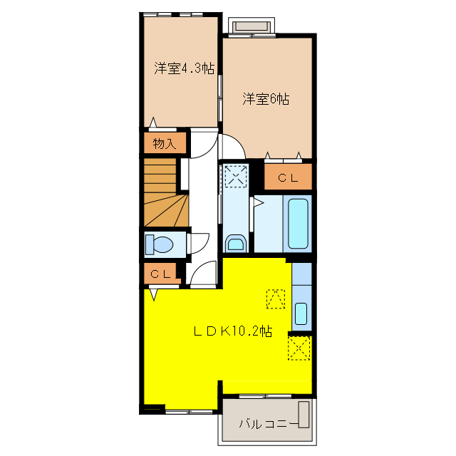 岐阜市北一色のアパートの間取り