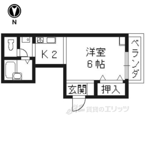 京都市伏見区深草石峰寺山町のアパートの間取り