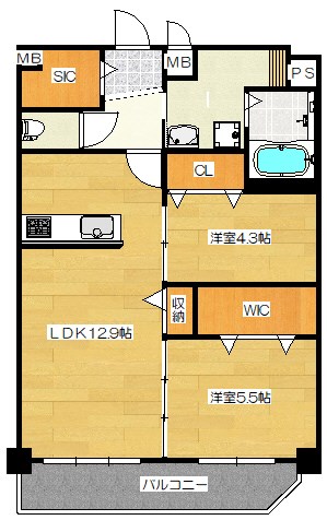 筑紫野市二日市西のマンションの間取り