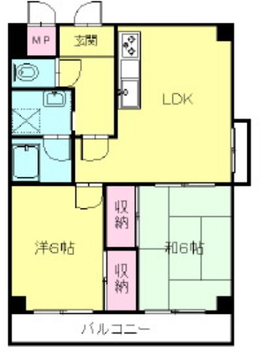 川崎　2LDK　5階の間取り