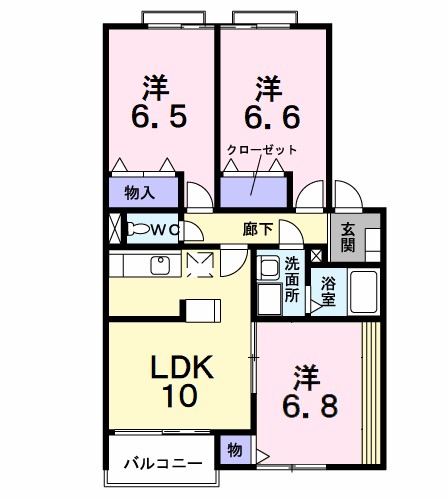 ストロベリーフィールドＡの間取り