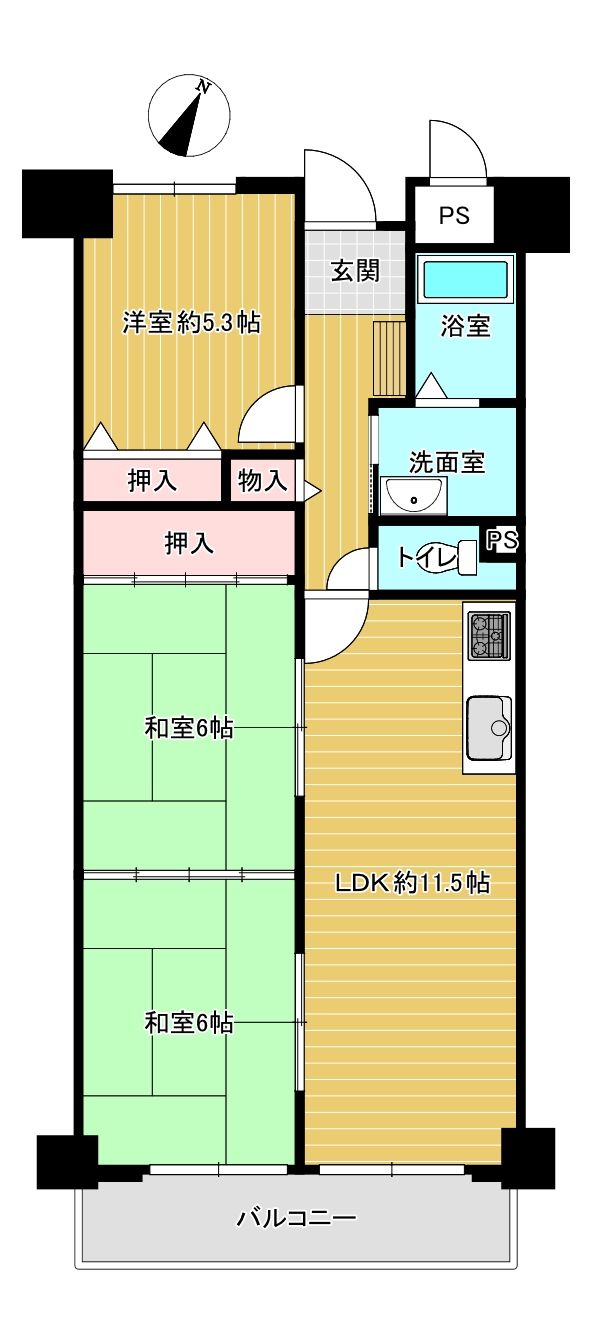 松嶌マンション西緑丘の間取り写真