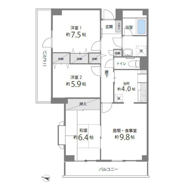 目黒本町マンションの間取り写真