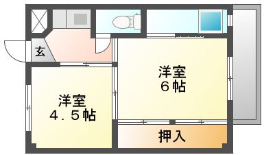 ＪＲ宇野線 常山駅 徒歩19分 4階建 築61年の間取り写真