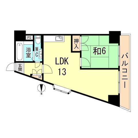 神戸市中央区布引町のマンションの間取り