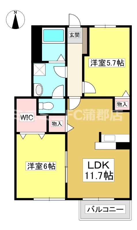 蒲郡市金平町のアパートの間取り