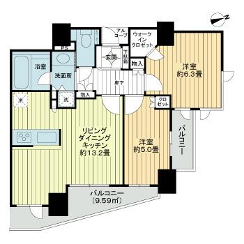 新宿区東五軒町のマンションの間取り