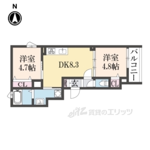 交野市郡津のアパートの間取り