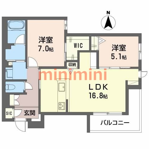 茨木市五日市緑町のマンションの間取り