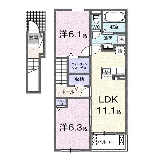 白石市福岡長袋のアパートの間取り