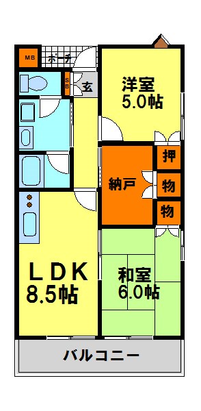 川西市鴬の森町のマンションの間取り