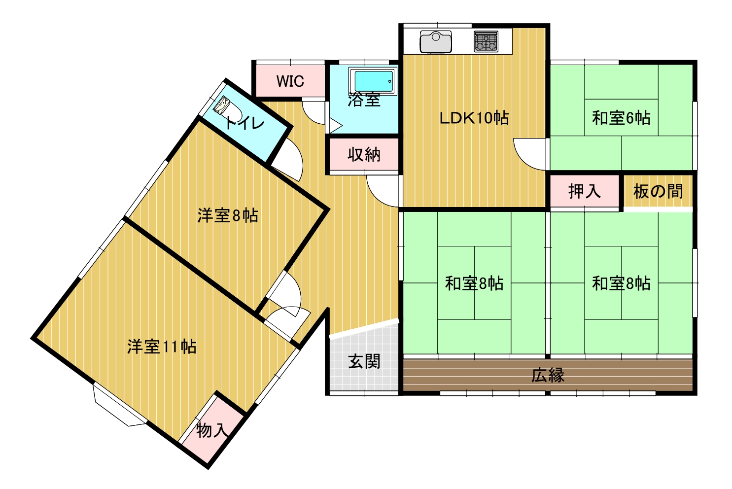 甲府市白井町のアパートの間取り