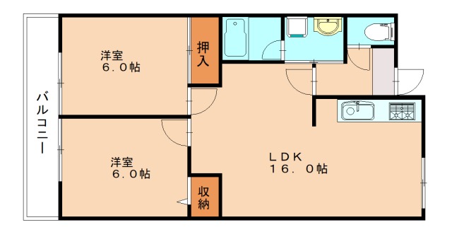 北九州市小倉北区足立のマンションの間取り