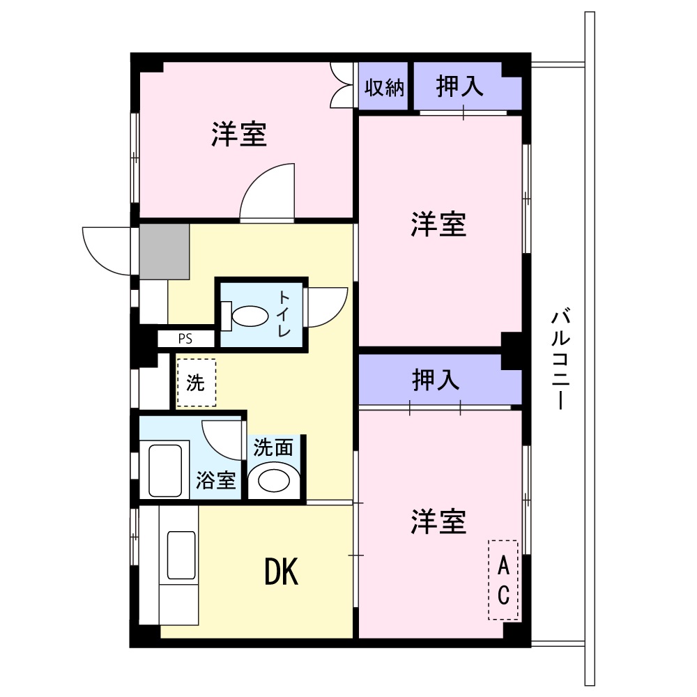 ビレッジハウス四郎丸1号棟の間取り