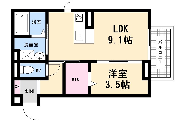 広島市西区草津本町のアパートの間取り