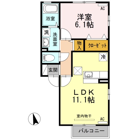 山形市篭田のアパートの間取り